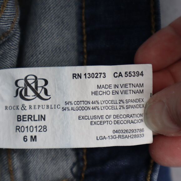 Rock & Republic Jeans Womens Berlin 6 32 Blue Pants Denim Low Rise Stretch - Picture 9 of 16